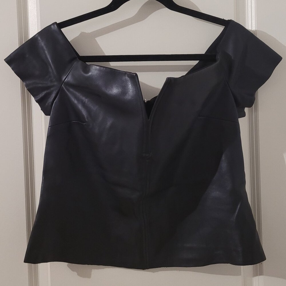Faux Leather Off Shoulder Top